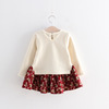 Small and medium sized girl’s cute rabbit floral bow and velvet stitching dress