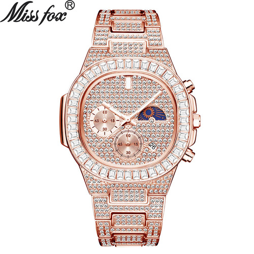 MISSFOX watch European and American high-end fashion hip-hop full-diamond multi-functional casual quartz men's watch manufacturer