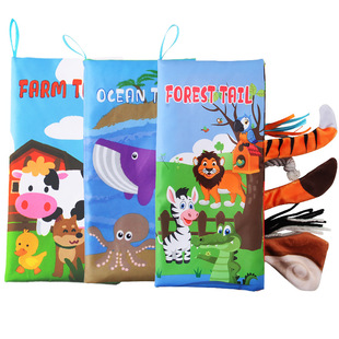 Foreign trade forest animal tail cloth book 0-3 years old infant baby cloth book tear-proof educational early education toys