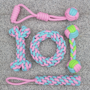 New Pet Toy Dog Cotton Rope Toy Set Molar Bite Dog Toy Golden Retriever Teddy Dog Training Toy