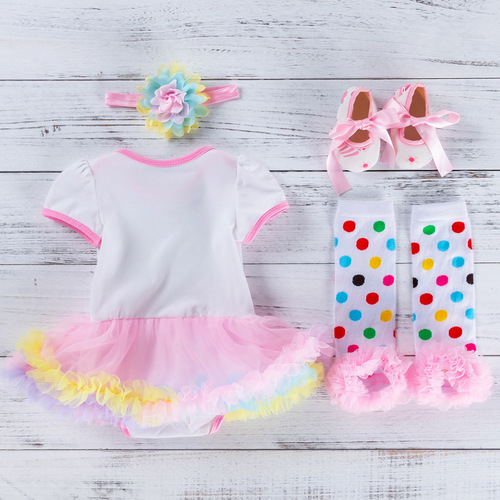 Baby birthday party dresses Easter dress children skirt cartoon girl four color one-piece skirt cover