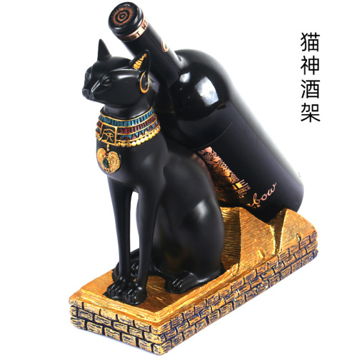 Source factory direct sales creative Egyptian cat god black cat retro wine rack resin crafts living room decoration ornaments