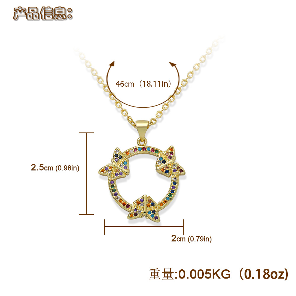 Korean Fashion  Copper Inlaid Zirconium Butterfly Simple Creative Fashion Full Diamond Luxury Copper Necklace Wholesale display picture 42