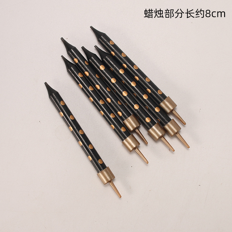 金色圆点黑色6支