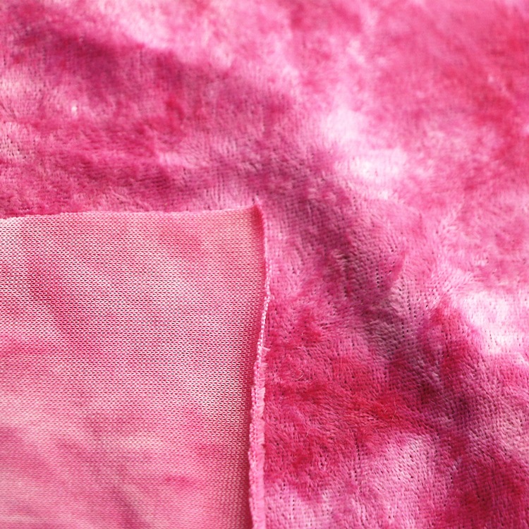 扎染钻石绒布面料针织全涤丝绒布冰花密丝绒手工七彩扎染钻石绒布