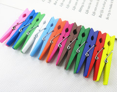 7.2cm Creative Small Clips for Snacks, Colorful Wooden Clothes Clips, Kindergarten Photo Wall Note Clips, 25-Piece Set