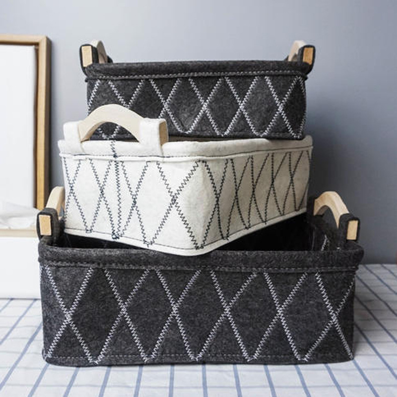 Fábrica al por mayor cesta de almacenamiento de fieltro ropa sucia cesta de almacenamiento de fieltro libro hogar caja de almacenamiento de fieltro