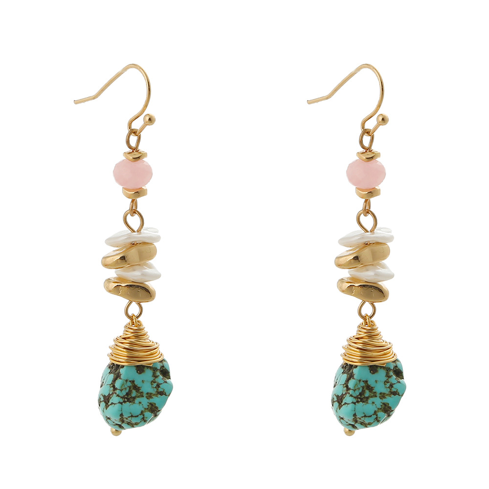 Boucles D&#39;oreilles Longues Turquoise display picture 9