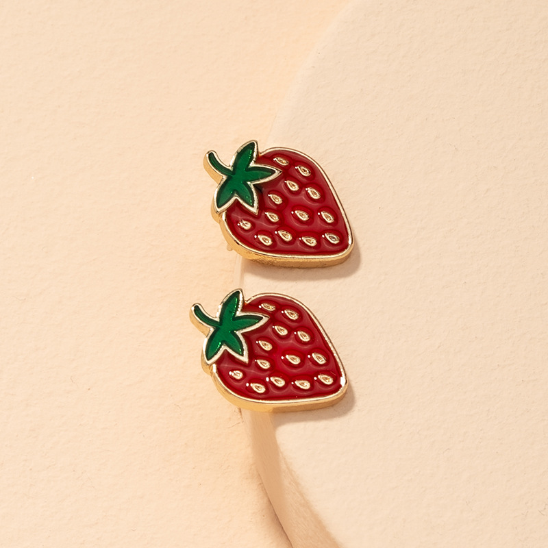 S925 Silver Cute Strawberry Earrings display picture 4