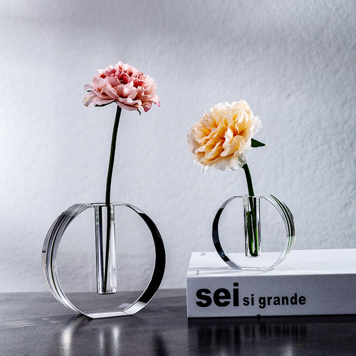 Modern Minimalist Vase, Nordic INS Style, Fresh and Clean Transparent Small Chrysanthemum Vase, Flower Arrangement Home Decor