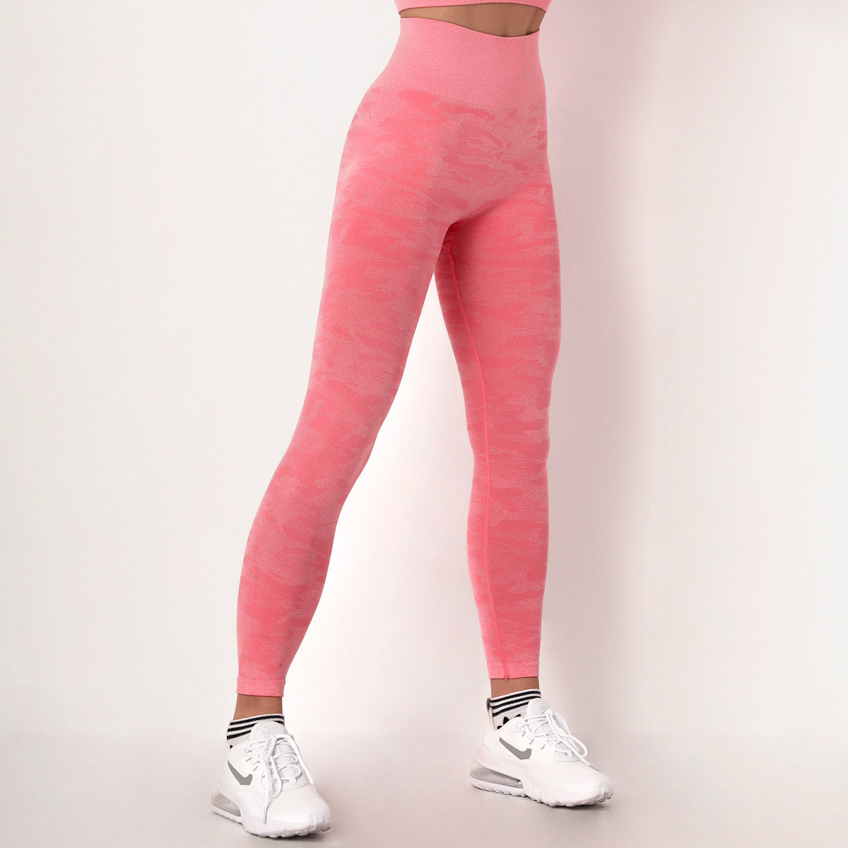 Pantalones de yoga deportivos elásticos de cintura alta sin costuras NSLX14696