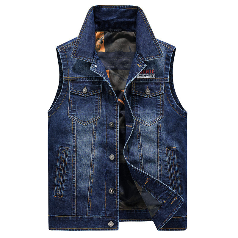 Primavera y otoño transfronterizo nuevos hombres al aire libre moda casual europea y americana Denim chaleco hombres más tamaño solapa chaleco