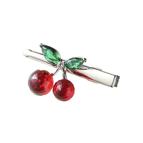 ins sweet cherry hairband hairpin three-piece set Korean elegant crystal cherry rubber band hairband hairpin side clip for women