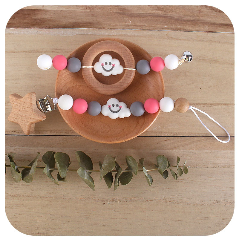 DIY bebé juguete creativo Beech anillo de cinta de dientes Bell nueva nube de dibujos animados de silicona dientes palo de molienda
