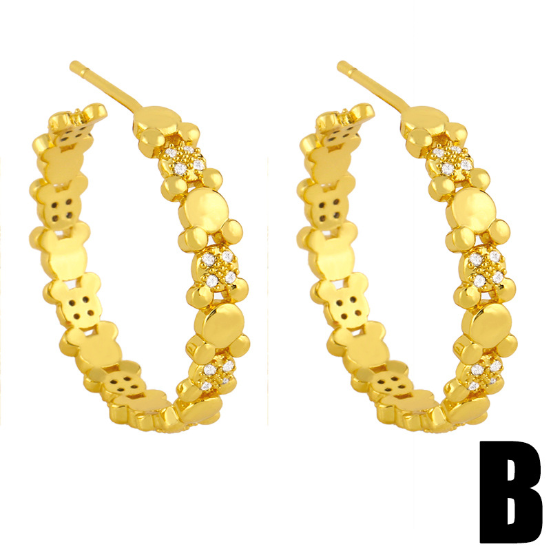 Boucles D&#39;oreilles Diamant Rétro En Forme De C display picture 4