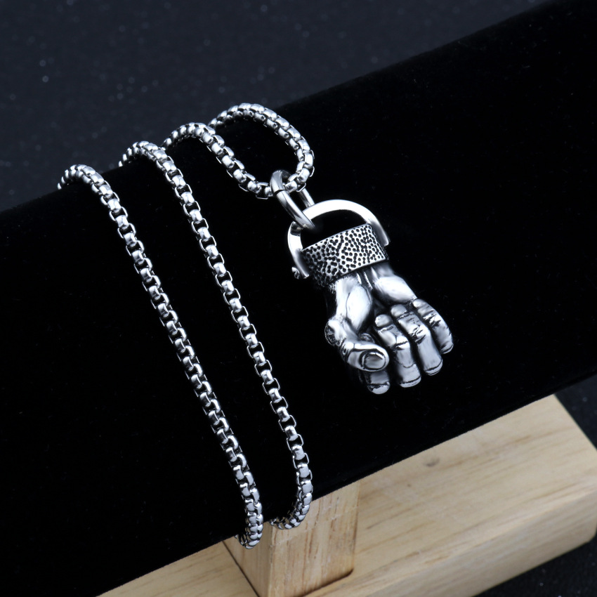 Fist Pendant Necklace For Men In Titanium Steel Trendy Accessory_voghion.com