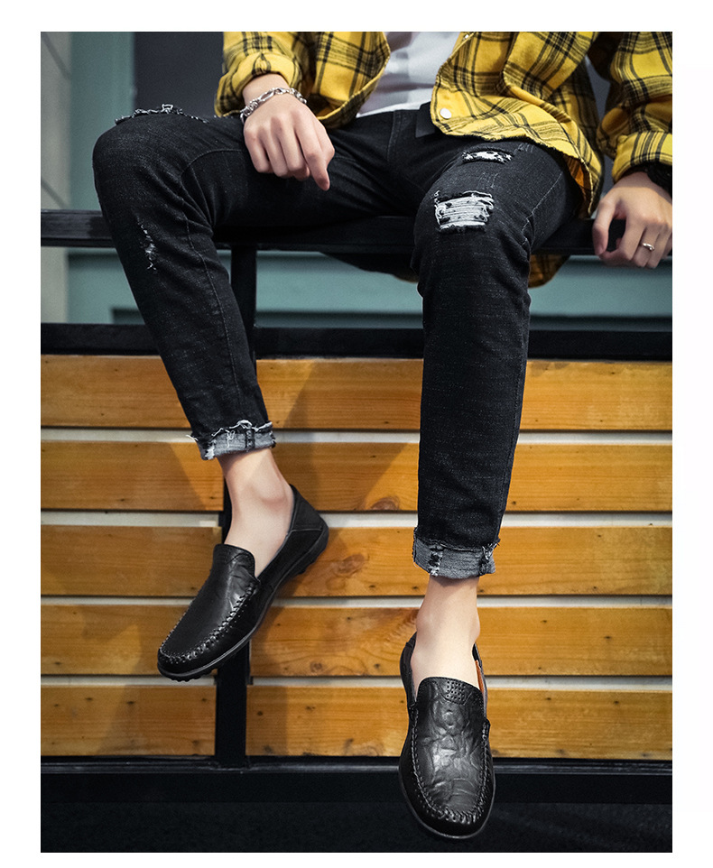 Herren Flache Sommerschuhe mit Metallschloss zum Reinschlüpfen, Faule Halbschuhe, lässige Mokassins, bequeme Fahrschuhe, Hochzeitsfeierschuhe_voghion.com