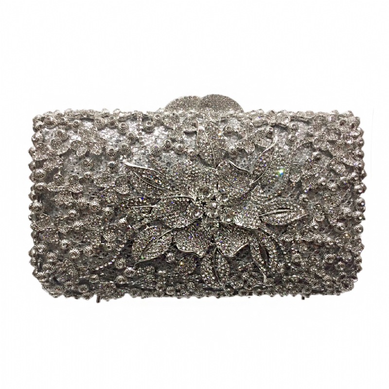 Fuente transfronteriza de diamantes bolsas de cena de diamantes metálicas huecas bolsas de mano de reunión anual vestido bolsas de noche bolsas duras