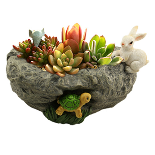 Zakka factory direct sales imitation stone tree wood creative cartoon succulents micro landscape resin flower pot flower holder