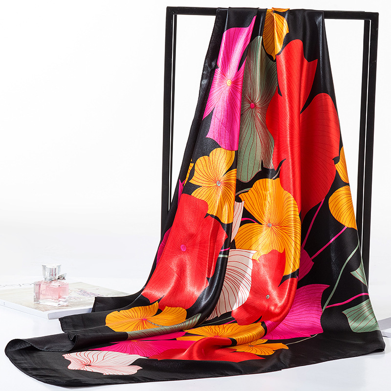 Spring and Autumn Satin Scarf Scarf Shawl Square 90*90cm Simulation Scarf Gifts for Men and Women