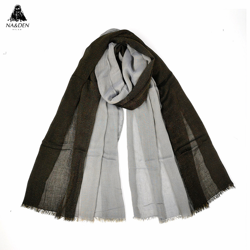 跨境亚马逊纯色金丝手绘渐变双色人造棉短须女士长款围巾披肩头巾