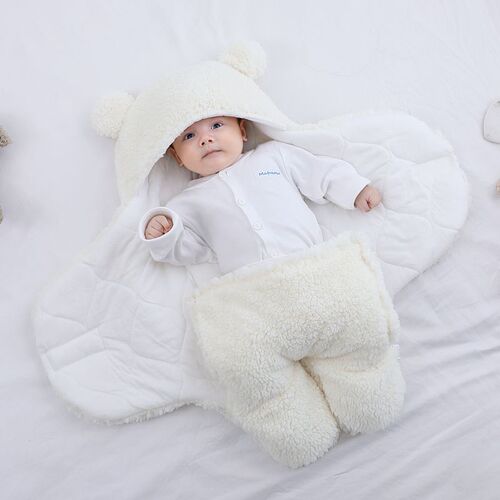 Cross-border maternal and infant products newborn lamb wool blanket baby sleeve cotton winter and autumn thick split leg sleep sack infant swaddling blanket