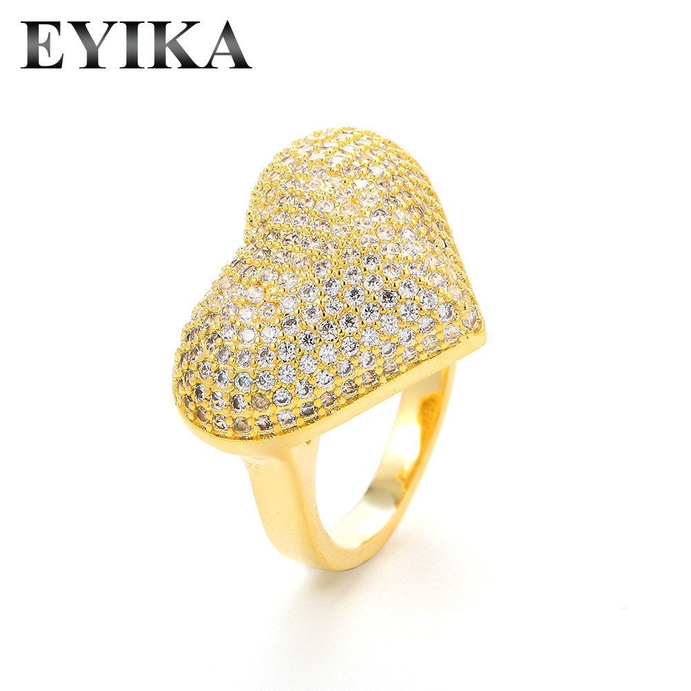 6g Weight Birthday Occasion Copper Material Heart Pattern Women'S Gender Diamond Design Fashion Style White, Gold Color Fashion Heart Diamond Copper 无