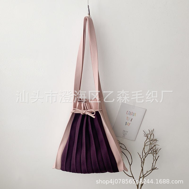 Korean Designer Bag Joseph & Stacey Foldable Accordion Knit Single-Piece Bag Large Color-Blocked Bag Korean Designer Bag Joseph & Stacey Foldable Accordion Knit Single-Piece Bag Large Color-Blocked Bag