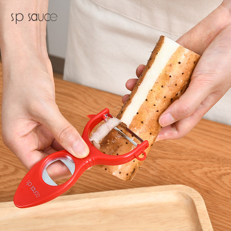 日式不锈钢削皮刀瓜果刀去皮削苹果厨房水果削皮器多功能开瓶器|ms