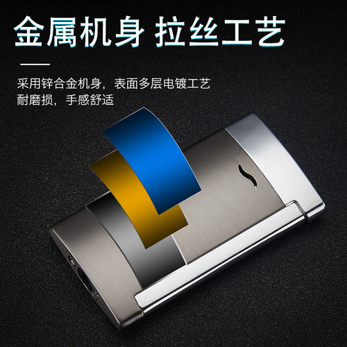 Net celebrity direct windproof lighter blue flame metal inflatable lighter gas personalized creative manufacturer wholesale