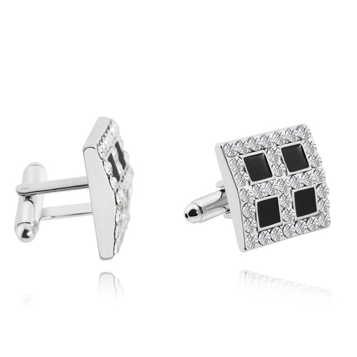 Elegant European and American Men's Cufflinks, Square Diamond Cufflinks, Stylish French Cufflinks, Fashion Accessories for Shirts