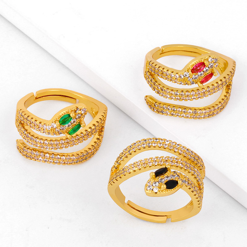 Models Accessories Ring Creative Personality Serpentine Ring Micro-set Zircon Open Ring Wholesale display picture 8