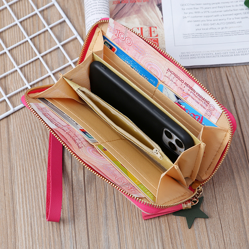Korean Stitching Women's Wallet Card Bag Color Matching Mobile Phone Bag Card Bag display picture 32