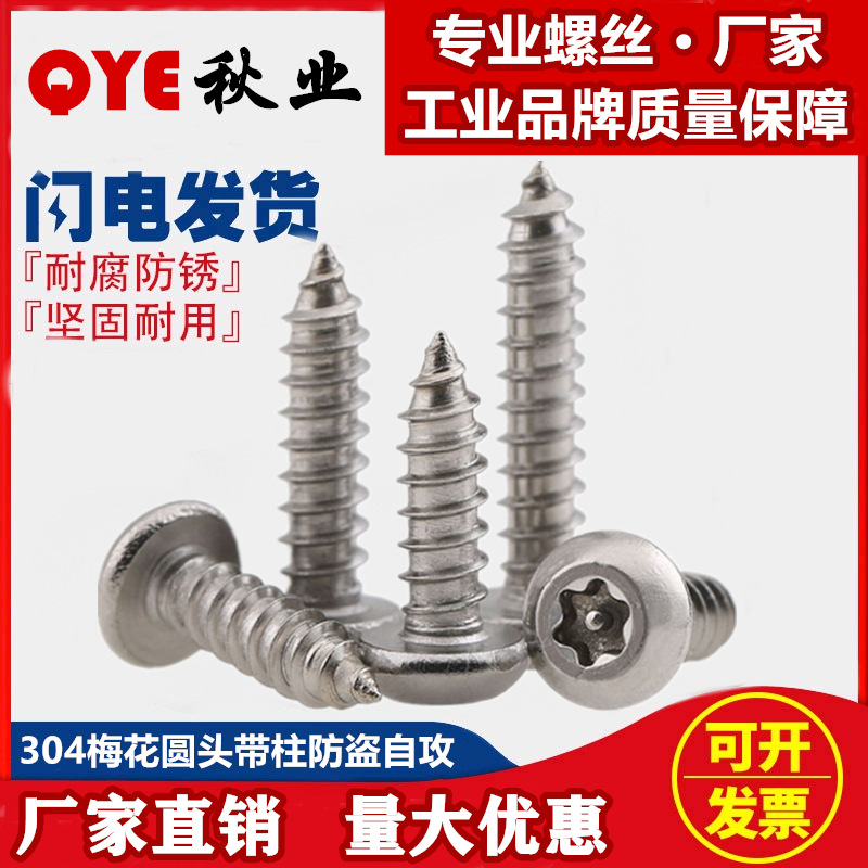 M3M4M5 304 Stainless steel Plum blossom Round screw Pan head Theft prevention Screw