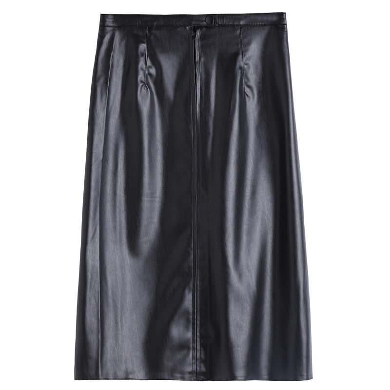 冬裙高腰复古开叉包臀裙一步裙半身裙女秋冬中长款小皮裙