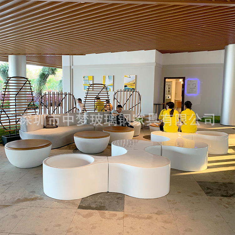 环形拼接座椅组合可任意拜造型效果商场休息区酒店户外广场休闲椅