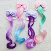 Children's wig with bow, hairgrip, fuchsia hair accessory, decorations for princess, hairpins, gradient