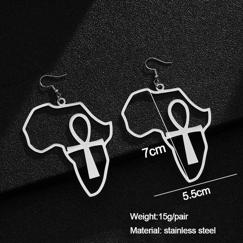201 Stainless Steel Material Water Plating 18K Gold Plated Cross Map Stainless Steel Simple Style Earrings