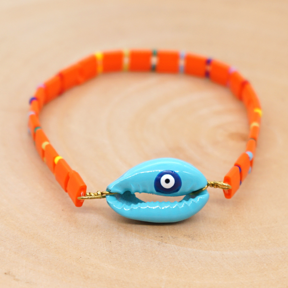 Diy Natural Shell Oil Drop Evil Eye Original Simple Tila Beaded Female Bracelet Miyuki Bead Beach Wind Jewelry Wholesale Nihaojewelry display picture 7