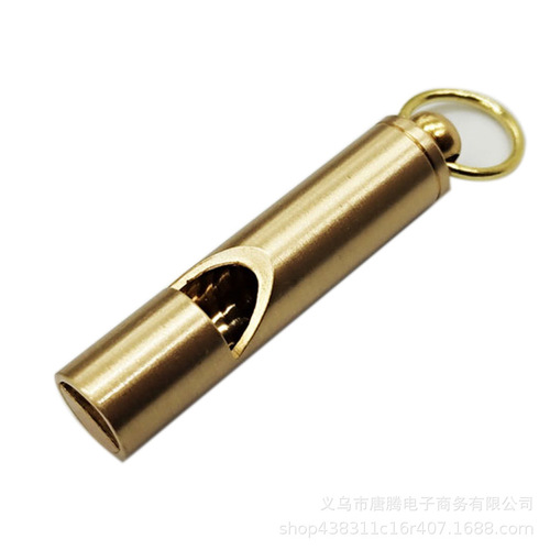 Brass Whistle Keychain Pure Copper Survival Mouth Outdoor Camping Training Whistle Keychain Pendant Brushed Washable Whistle