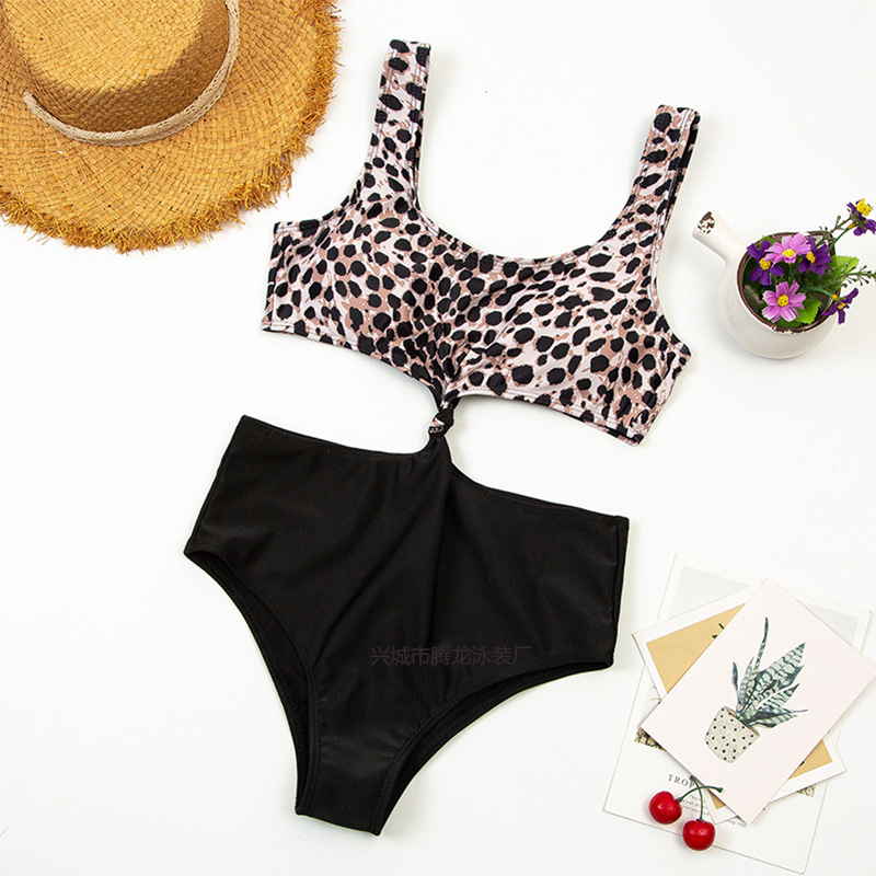 Hollow Leopard Print One-Piece Swimsuit  NSHL42450