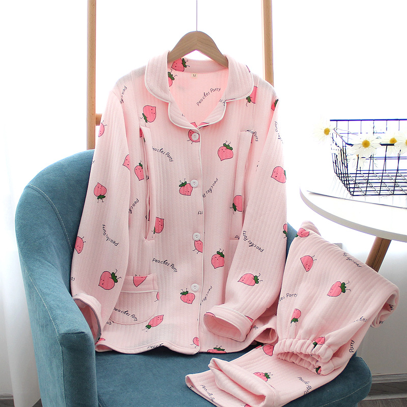 Kピンク桃小開襟空気層月子服