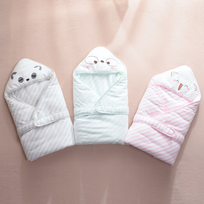knitting stripe Cotton Cotton clip Cuddle Spring and autumn season Newborn thickening soft Bale baby Swaddle wholesale