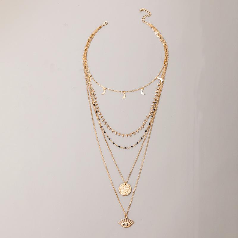 Fashion Simple And Exaggerated Versatile Multi-layer Disc Moon Eye Necklace display picture 2