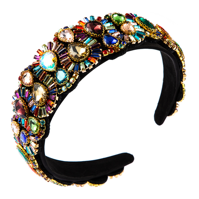 Fashion Color Rhinestone Headbands Women's Luxury Baroque Full Diamond Super Flash Headband display picture 6