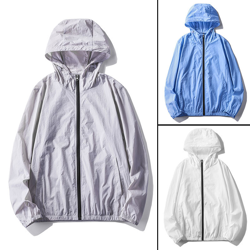 新款夏季防曬衣皮膚衣男女戶外防紫外線純色皮膚衣外套運動防曬服