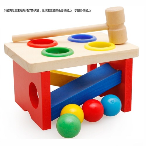 Children's educational baby early education wooden knocking table color matching toy manufacturer fun parent-child