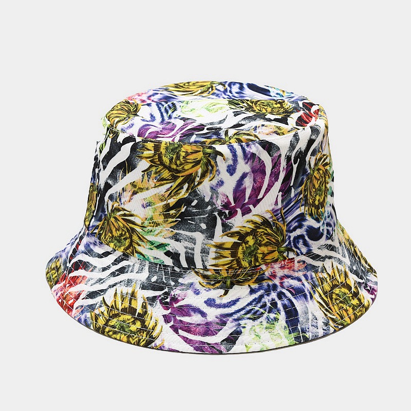 Unisex Lässig Farbblock Blume Breite Traufen Bucket Hat display picture 2