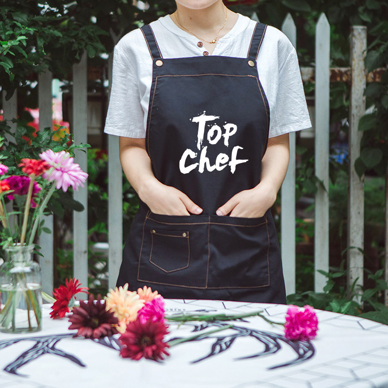 Chef moda delantal Workwear leche tienda de té Denim Workwear bar adulto verano transpirable impresión logo imprimible