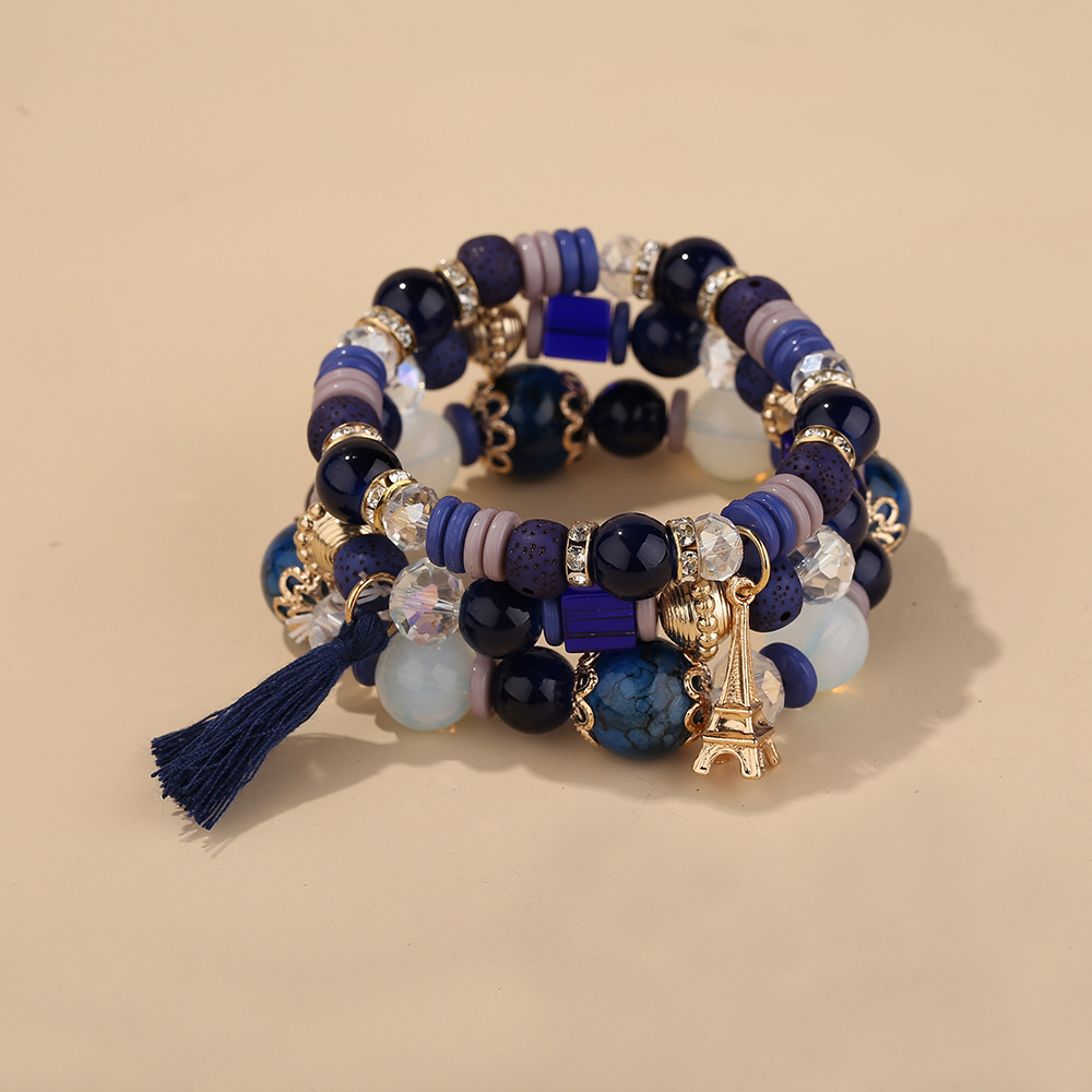 80g Weight Bracelets Classification 1 Piece Quantity Holiday, Travel Occasion Artificial Crystal, Glass Material Colorful Pattern Women'S Gender Beaded, Tassel Design Ethnic Style Style Ethnic Style Colorful Arylic Artificial Crystal Glass Beaded Bracelets Wholesale 3